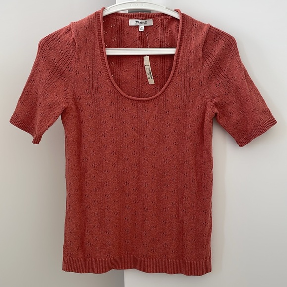Madewell Pink Short Sleeve Tee with Textured Knit - Picture 1 of 2